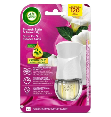 Air Wick Electric Strojček + 19ml Jemný satén a mesačné ľalie