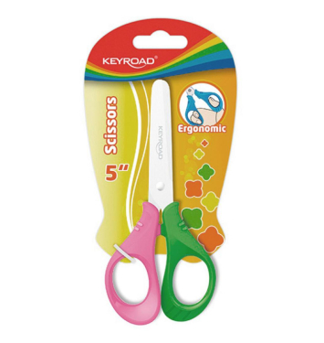 Školské nožnice KEYROAD ergonomické, blister, mix farieb