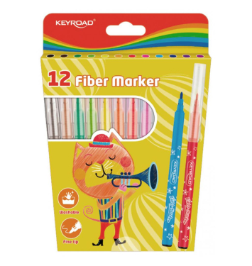Školské fixky KEYROAD Fiber Marker 12 ks, mix farieb