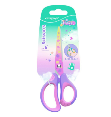 Nožnice KEYROAD Pastel Deco ergonomické 15,5 cm, blister, mix farieb