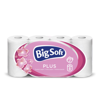 BigSoft Plus toaletný papier 2-vrstvový 8 ks, 160 útržkov 17,6m