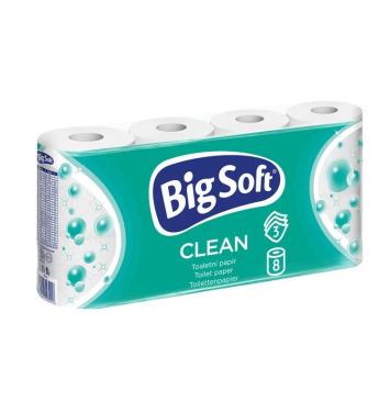 BigSoft Clean toaletný papier 3-vrstvový 8 ks, 150 útržkov
