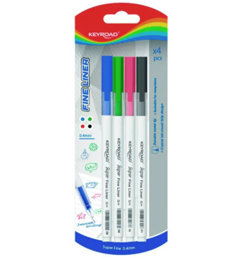 Sada linerov KEYROAD Fine 0,4 mm, 4 ks, mix farieb