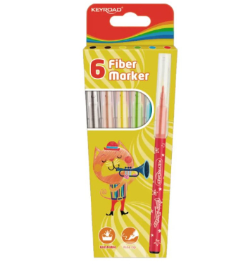 Školské fixky KEYROAD Fiber Marker 6 ks, mix farieb