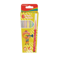 Školské fixky KEYROAD Fiber Marker 6 ks, mix farieb