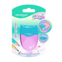 Strúhadlo KEYROAD plastové s dvomi otvormi, blister, mix farieb