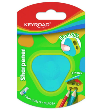Strúhadlo KEYROAD plastové s dvomi otvormi, blister, mix farieb