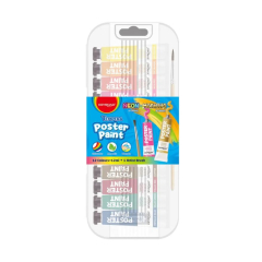 Temperové farby KEYROAD 12x12ml, v balení so štetcom, mix farieb metalické a neonové