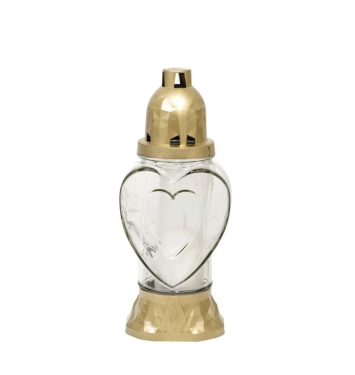 Kahanec Heart, číre sklo, 28 h, 80 g, 25.5 cm, na hrob